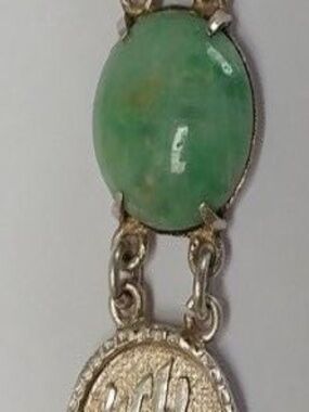 Antique Chinese sterling Silver Jade Bracelet Signed